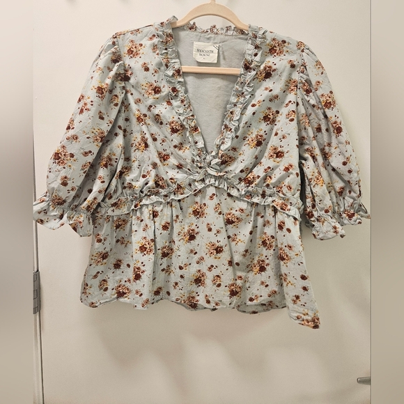 Tuckernuck Hyacinh House Rela Floral Ruffle Babydoll Blouse Size M - Picture 4 of 13